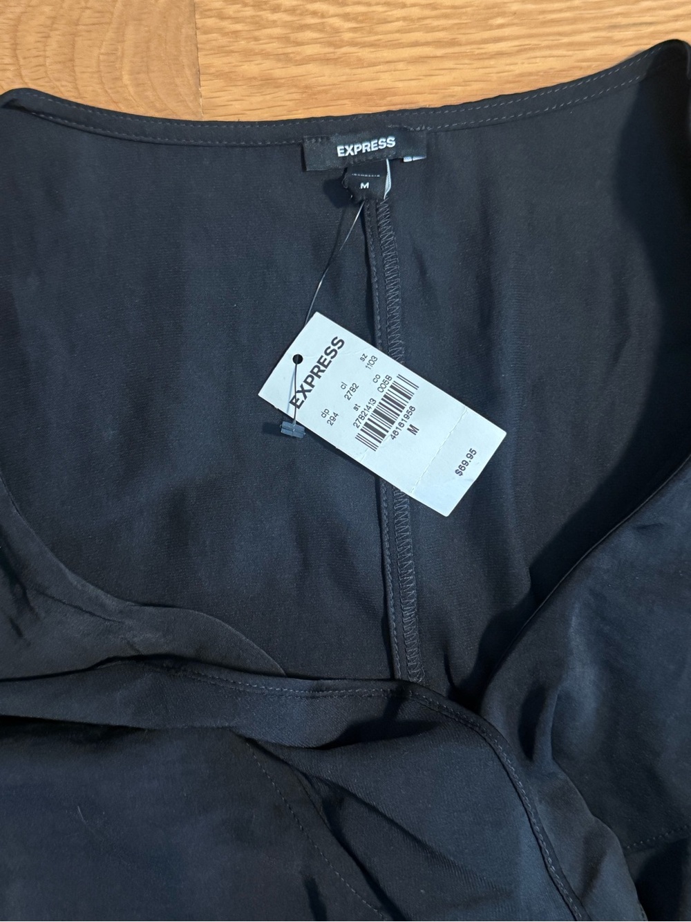 Express Black Long-Sleeve Ruffle Wrap Dress - Picture 2 of 3